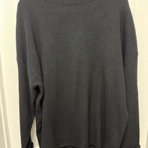Illusory Chic Black Knit Sweater Cuff Sleeve Pullover Sz XL